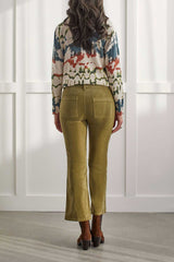 Fly Front Inseam Slit Ankle Pant Mosstone