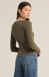 Sirena Rib Long Sleeve Shirt Grape Leaf