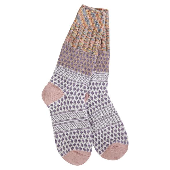 Weekend Gallery Textured Crew Sock Taupe Confetti
