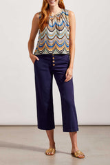 Audrey Button Fly Wide Leg Capri Nautical