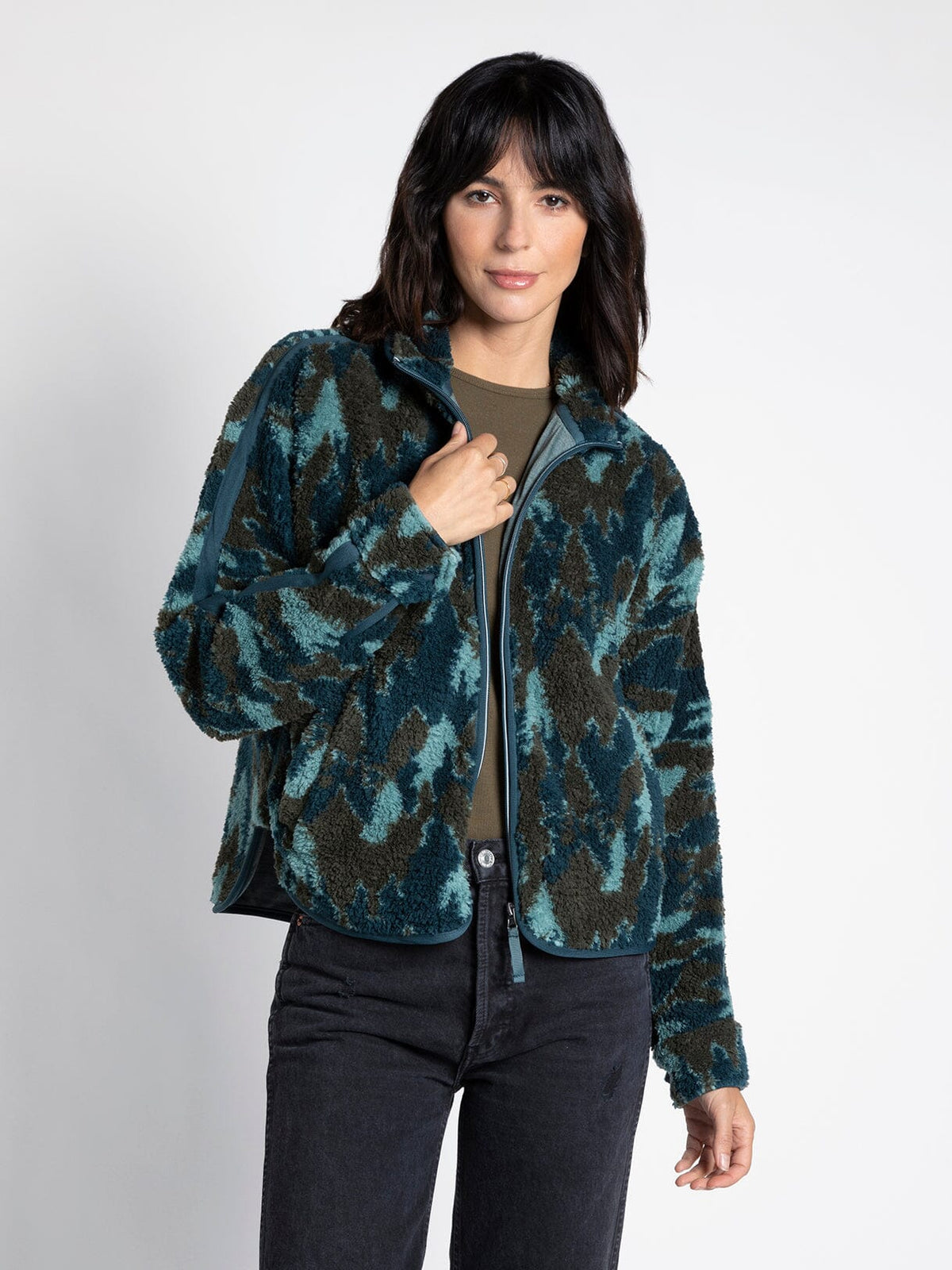 Sequoia Sherpa Zip Jacket Teal Tree Camo