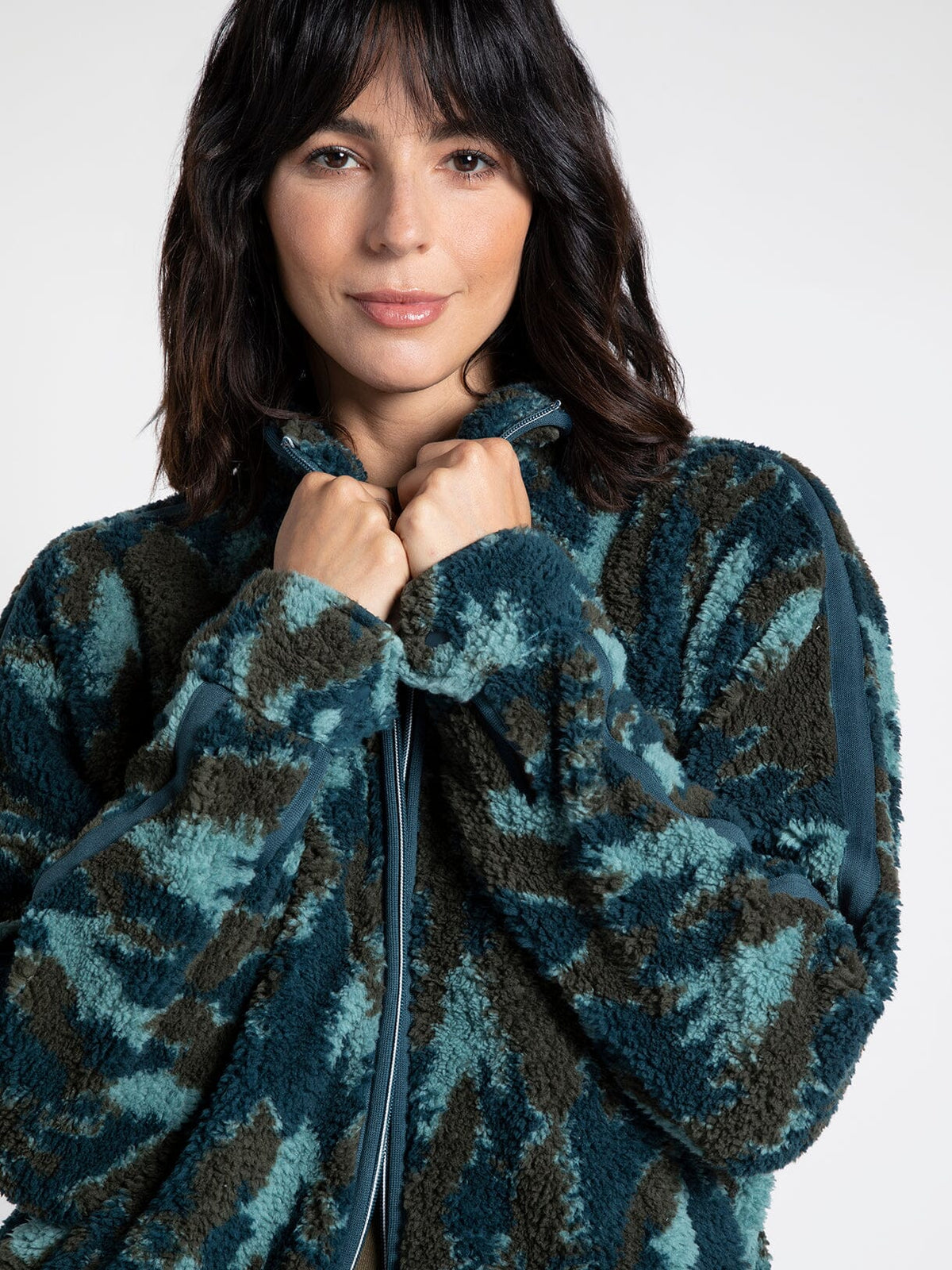 Sequoia Sherpa Zip Jacket Teal Tree Camo