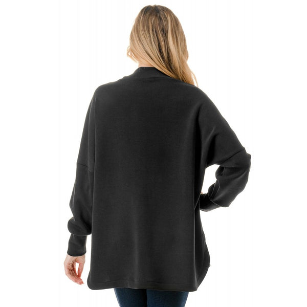 Zip Detail Paneled Mock Neck Popover