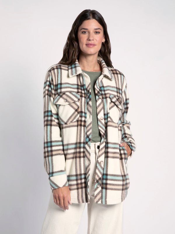 Tullis Plaid Jacket Brown, Taupe + Teal
