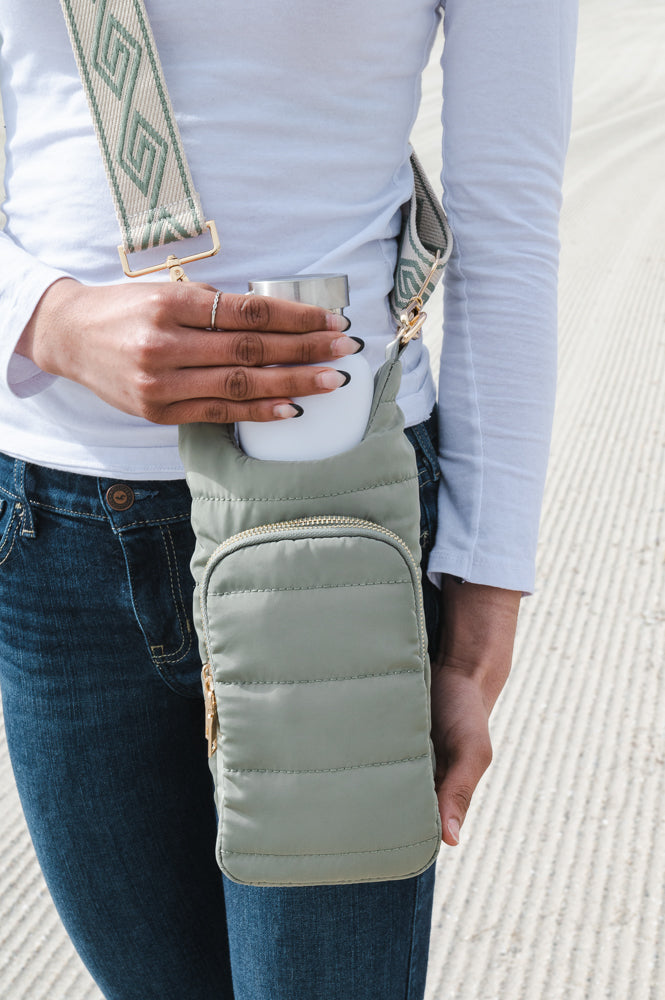 HydroBag Crossbody Sage Green | Tan Green Stripe