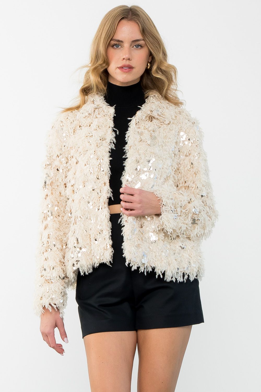 Perfect Night Sequin Jacket Cream