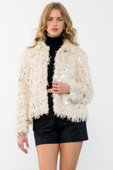 Perfect Night Sequin Jacket Cream
