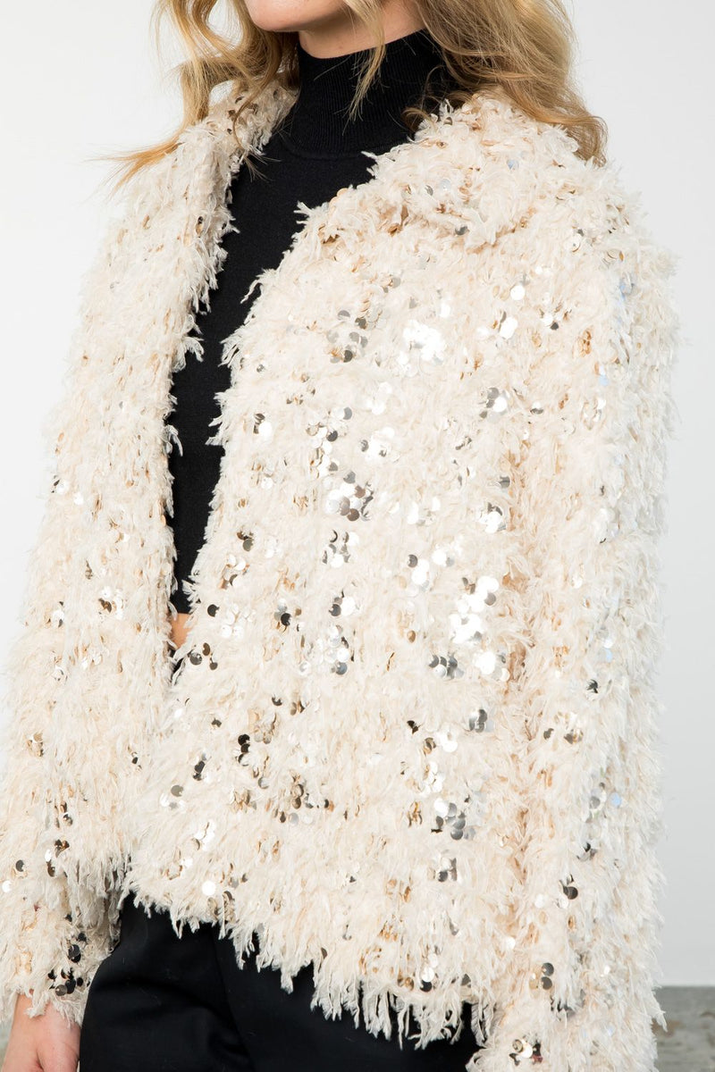 Perfect Night Sequin Jacket Cream